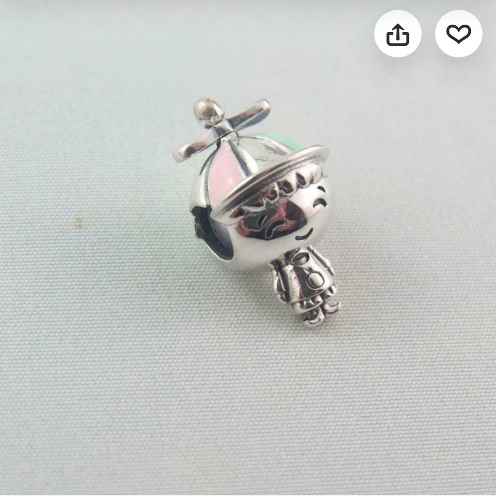 Pandora Silver Boy Charm with Pink and Mint Enamel